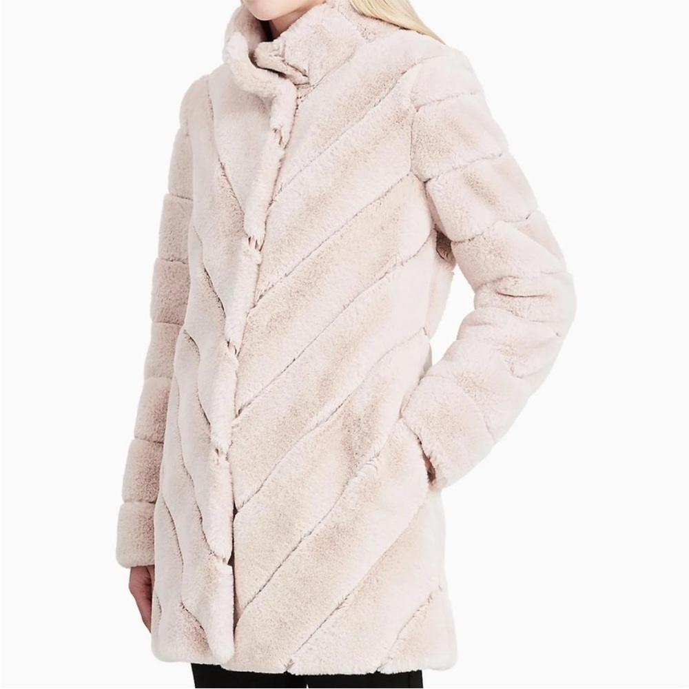 Calvin Klein Faux Fur Chevron Cost Size Small Cream